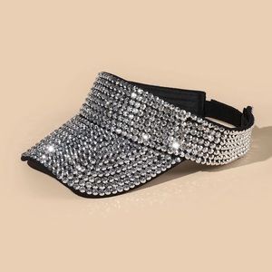 Stunning Clear Bling Visors Rhinestones Sport Sun Visor Caps Adjustable